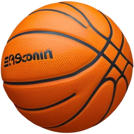 Cinematic Realistic image of a basketball captured in dynamic motion, with detailed surface textures and a slight motion blur, set against a vibrant urban backdrop with energetic lighting emoji