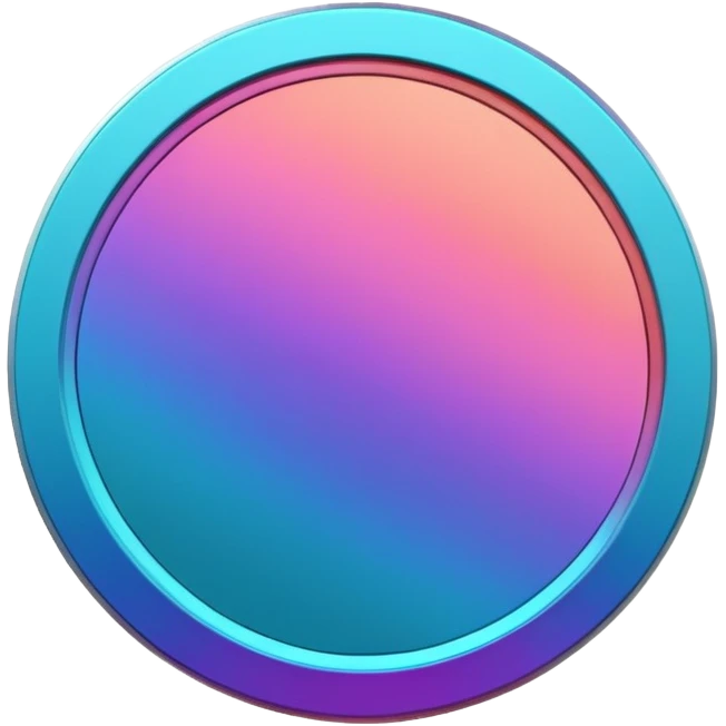 
coin color in in gradient of turquoise, blue, pink, purple, and coral metal texture
Rotate coin 125 degree  3d effect emoji
