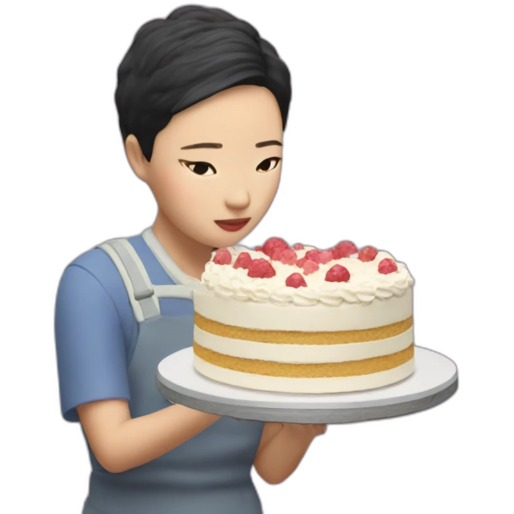 Kim youn il looking at a cake emoji