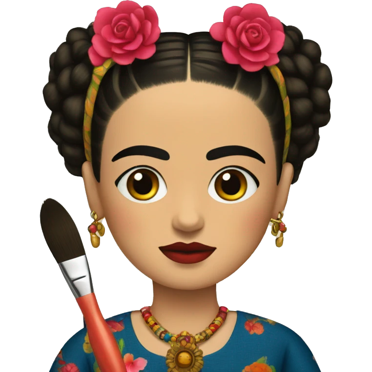 body frida kahlo kid with paintbrush emoji