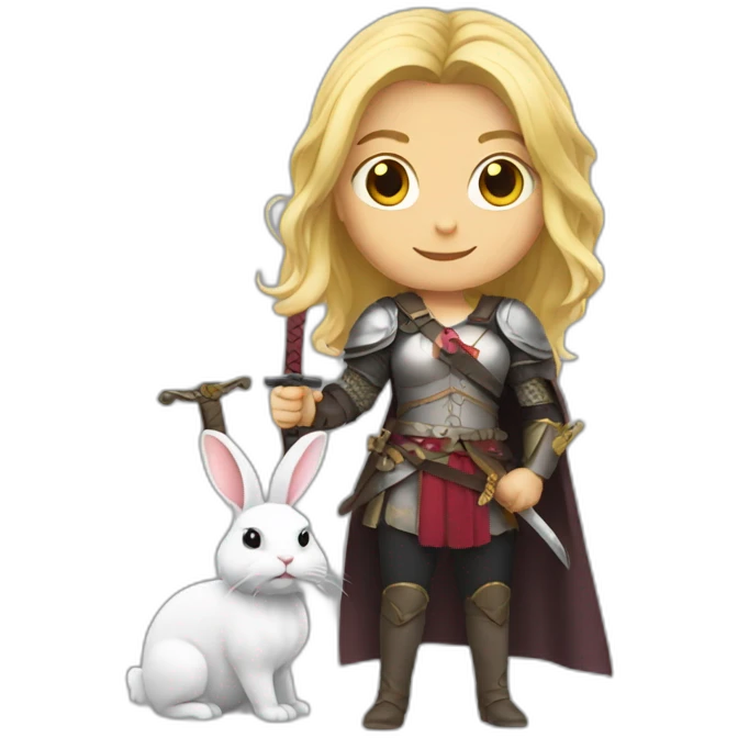 Woman blonde with sword and rabbit emoji