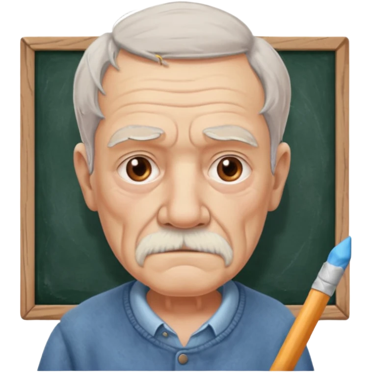 Strict Teacher – old man, serious gaze, raised chalk emoji