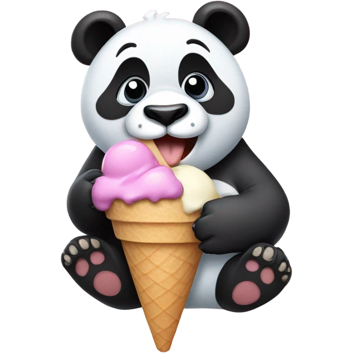 Panda eating ice cream emoji