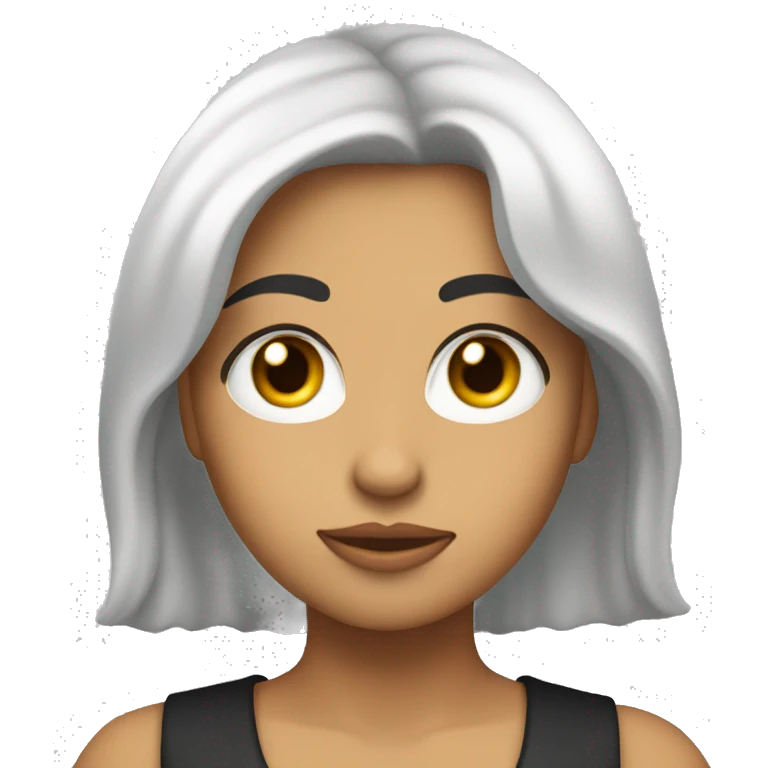Chica blanca con pelo negro y largo con anteojos emoji