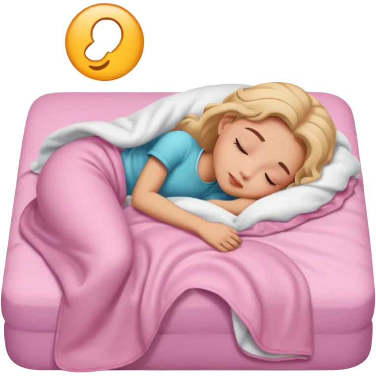 Garota dormindo, cama pink emoji