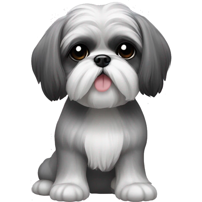 grey shih tzu with black ears emoji