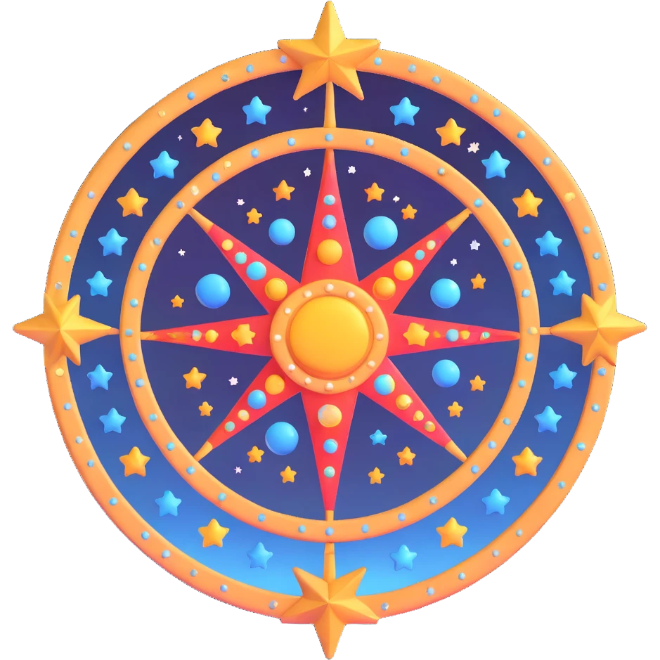astrology wheel with stars, celestial vibe, glowing colors emoji
