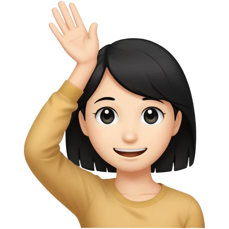 simple white smiley with black hair and one hand behind head, embarrassed expression emoji