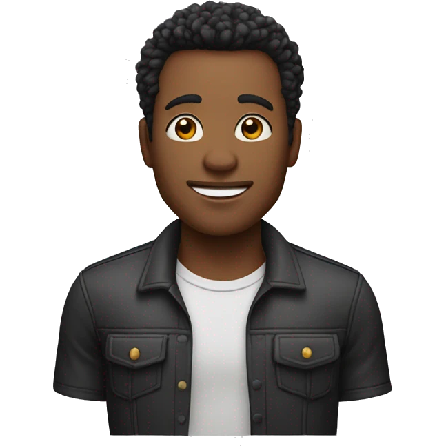homem de pele clara, com o cabelo cacheado preto emoji