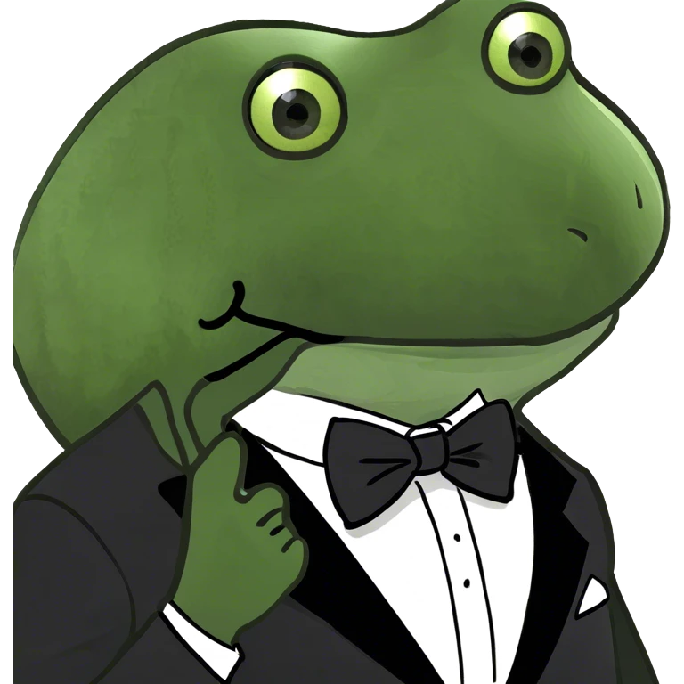 bufo wearing a black tuxedo  emoji