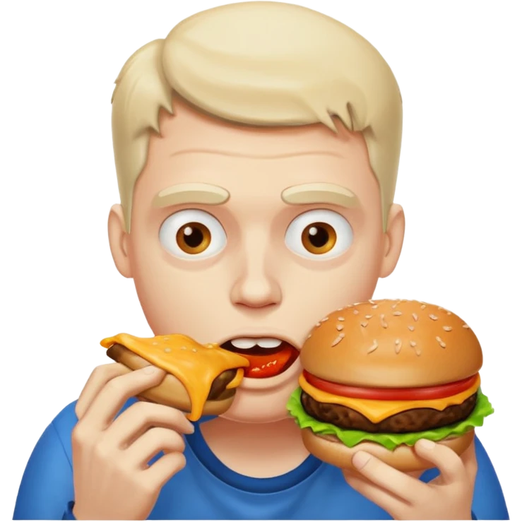 really fat obese man eating a burger messily emoji
