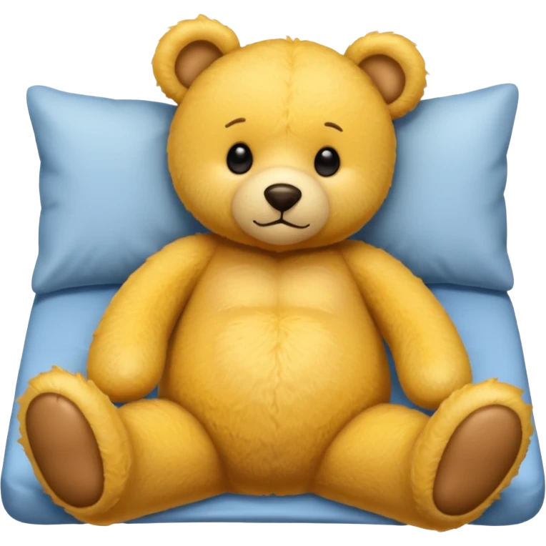 Fuzzy yellow teddy bear tucked in bed  emoji