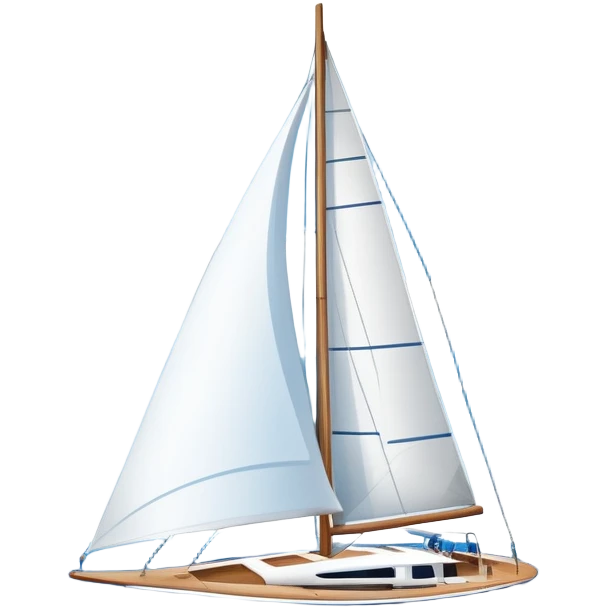 An icon featuring a sleek sailboat with billowing sails cutting through the waves. The design includes the boat's mast, a wind-filled sail, and water splashes, symbolizing the thrill and skill of sailing. Transparent background highlights the elegance and power of wind-driven sports. emoji