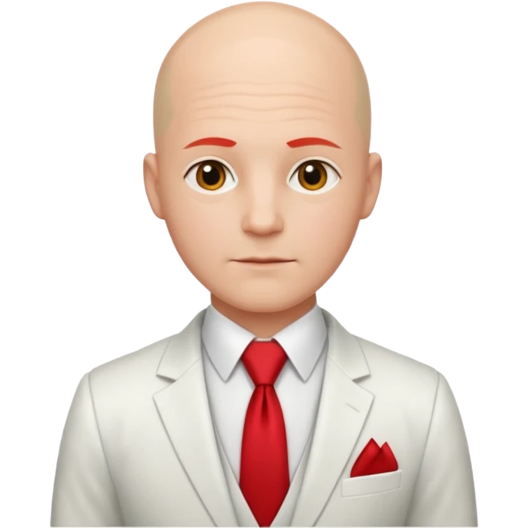 bald with red necktie, white suit emoji