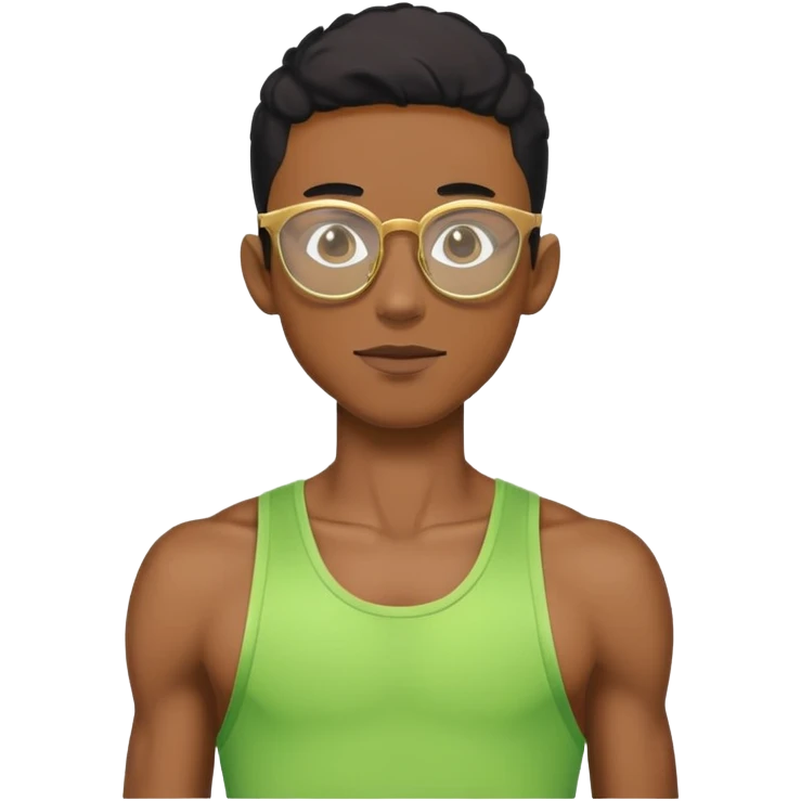skinny black boy athlete in stringer with gold glasses emoji