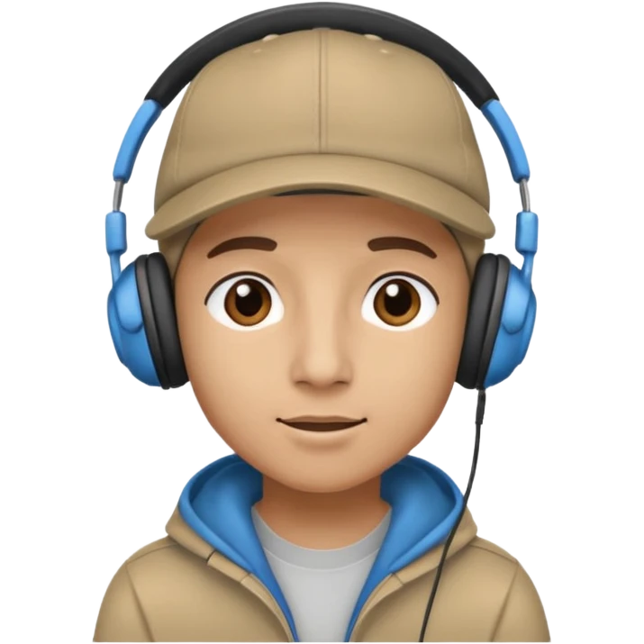 Make me a twin wearing a cap while listening to a song emoji