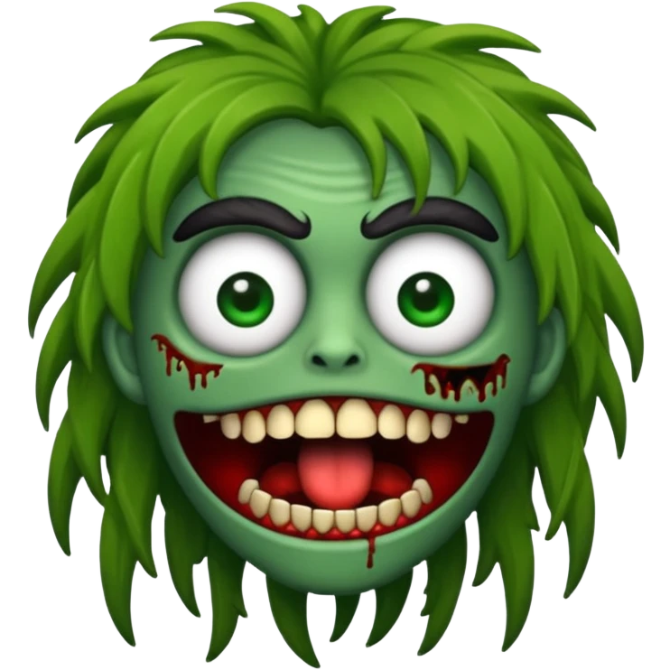 Faça um emoji de zumbi versão iPhone e faça uma zumbi com cabelo longo e preto e com franja. emoji
