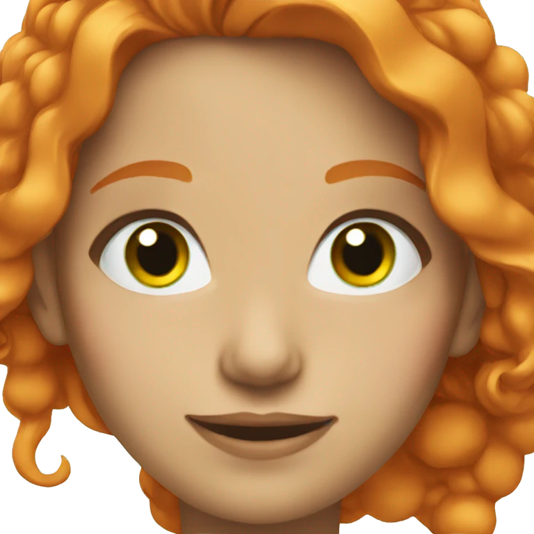 woman with orange hair and green eyes smiles  emoji