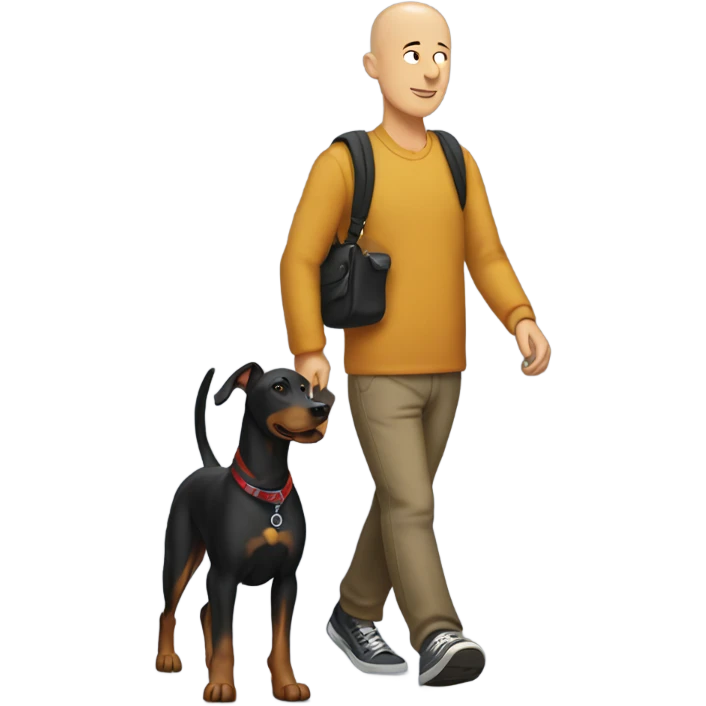Bald man walking a Doberman  emoji