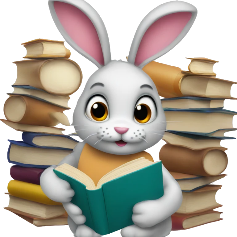 Bunny with books emoji