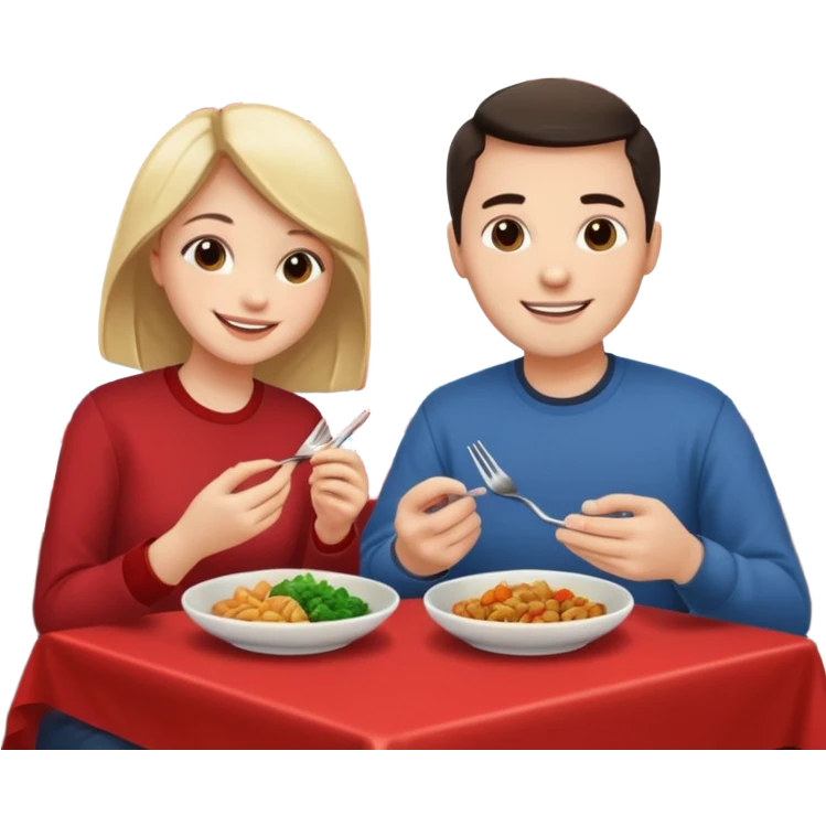 ligth couple having dinner at a Chinese restaurant emoji