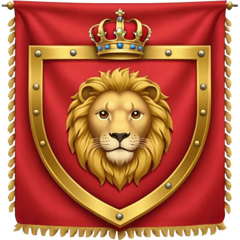 Lion Banner — red cloth + gold crest emoji