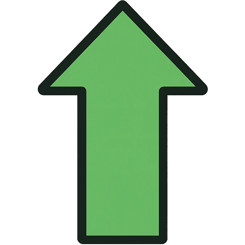 clean and bold green arrow facing up, suitable for icons, simple and modern design emoji