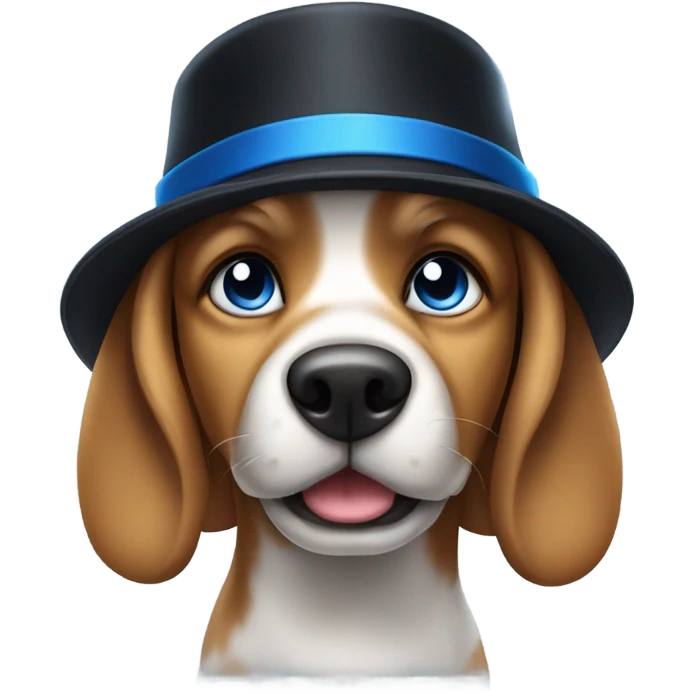 Dog with black hat and blue eyes  emoji