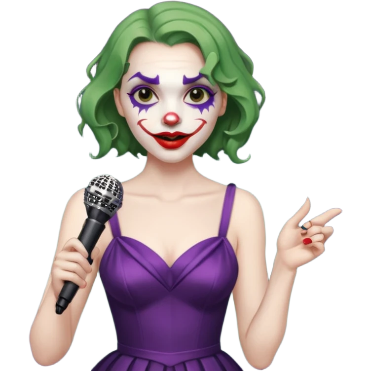 joker with dress, microphone, singing emoji