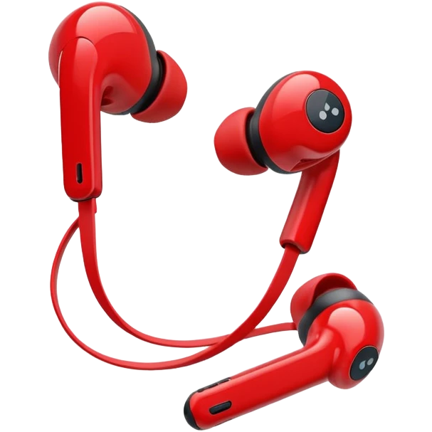 red wireless earbuds emoji