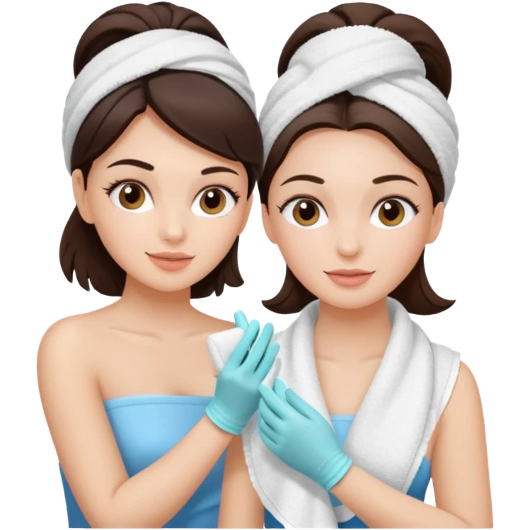 girl brunette getting a facial by a cosmetic esthetician emoji