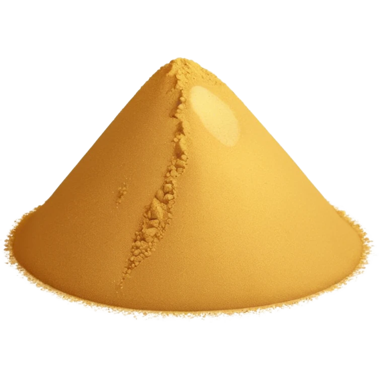 small mound or light scatter of fine golden-beige powder with slightly crystalline texture and dry matte finish, tiny uniform grains, neutral dissolvable ingredient, no spoon or packaging, soft lighting, subtle shadows, emoji scale emoji