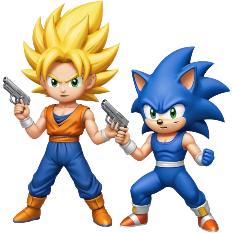 Goku and vegeta gun shoot sonic save Goku potara earrings = sonic Goku super Saiyan 3 emoji