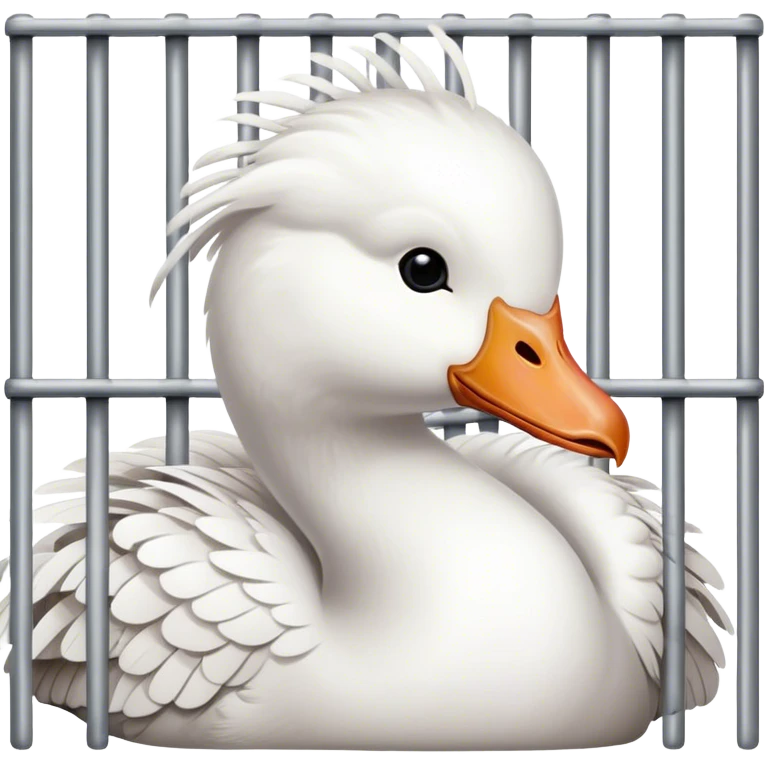 A white goose behind jail bars  emoji