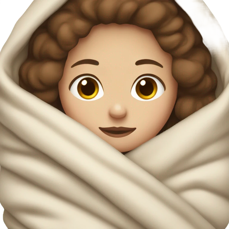 Pale girl with brown hair wrapped in a blanket  emoji