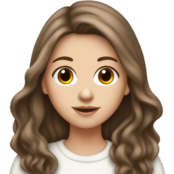 White girl with brown long hair and hot chocolate  emoji