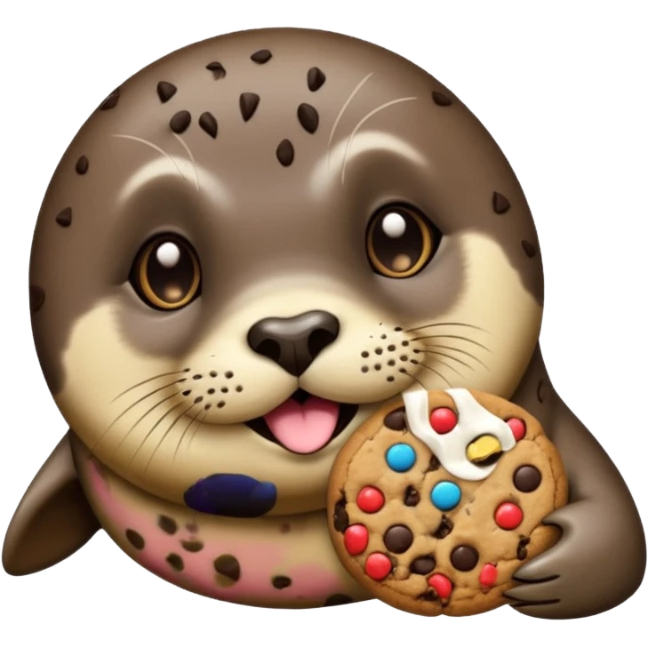 Seal eating chocolate chip cookie emoji