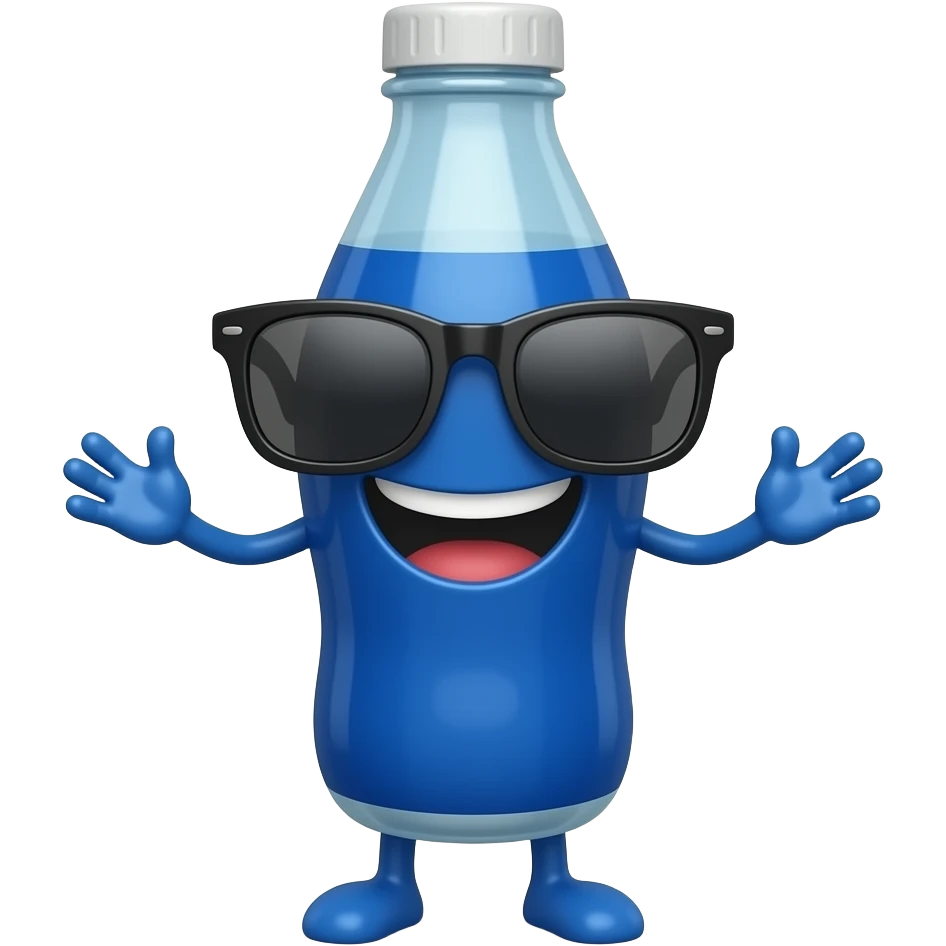 blue cola with sun glasses and with a happy expression and limbs emoji