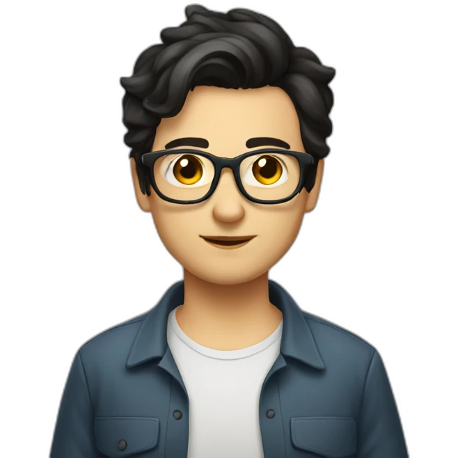 italian geek, short dark hair, plump emoji