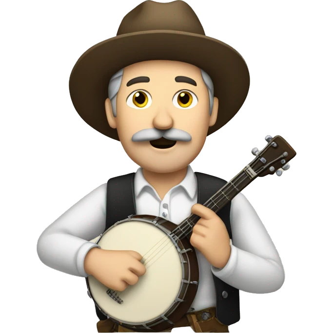 White man with mustache playing the banjo  emoji