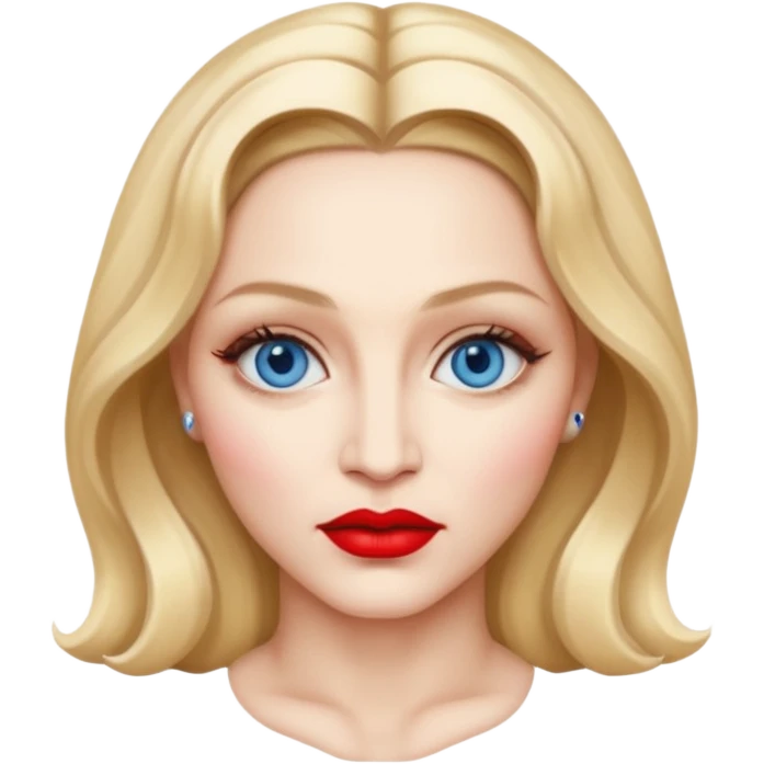 Madonna with blue eyes, red lip emoji