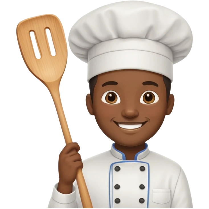 Black chef with spatula emoji