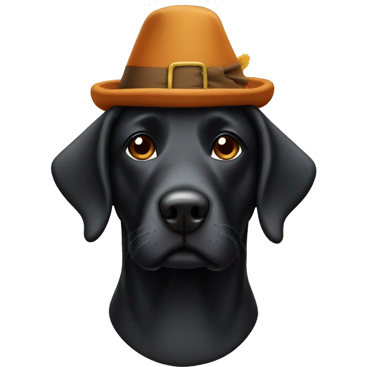 Full size Black Lab dog in a turkey hat costume emoji