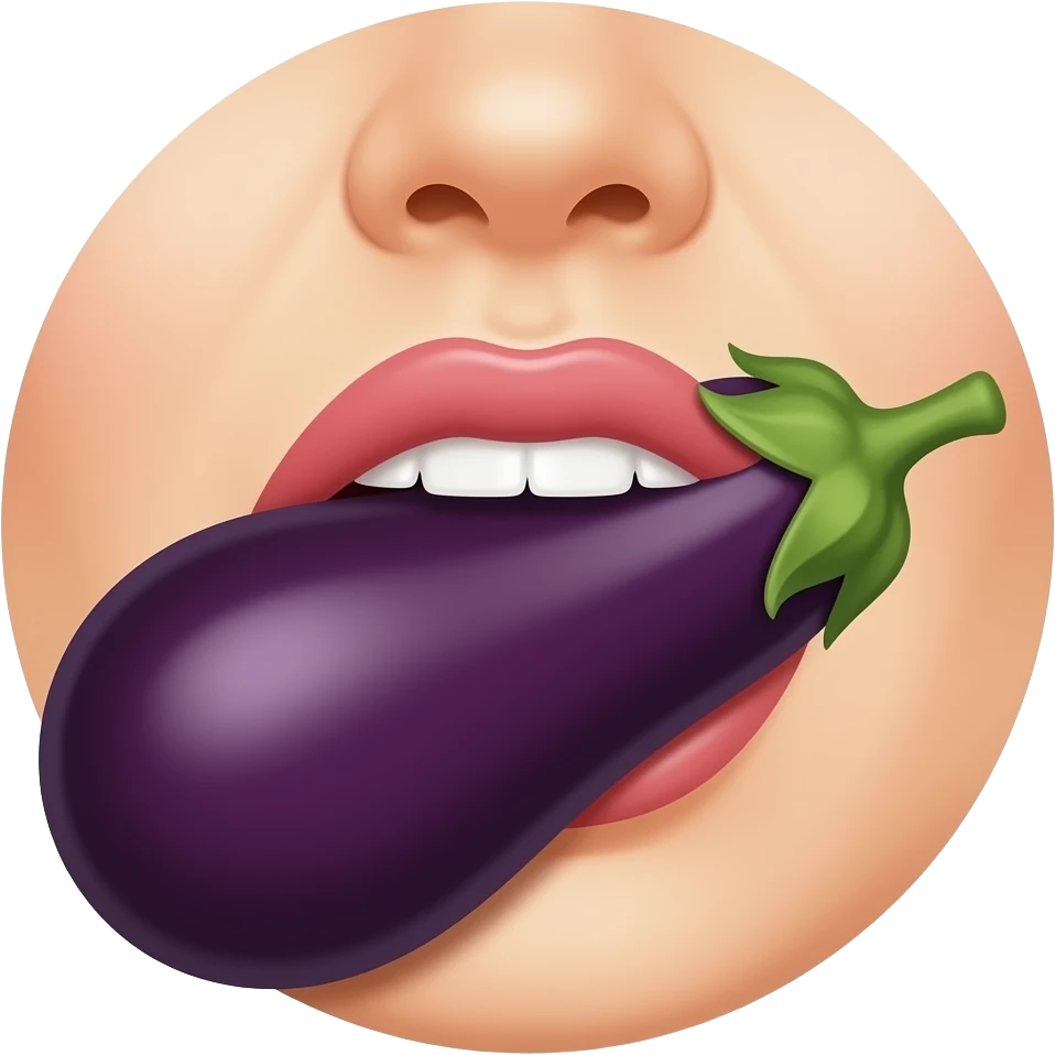 Egg plant in female mouth emoji