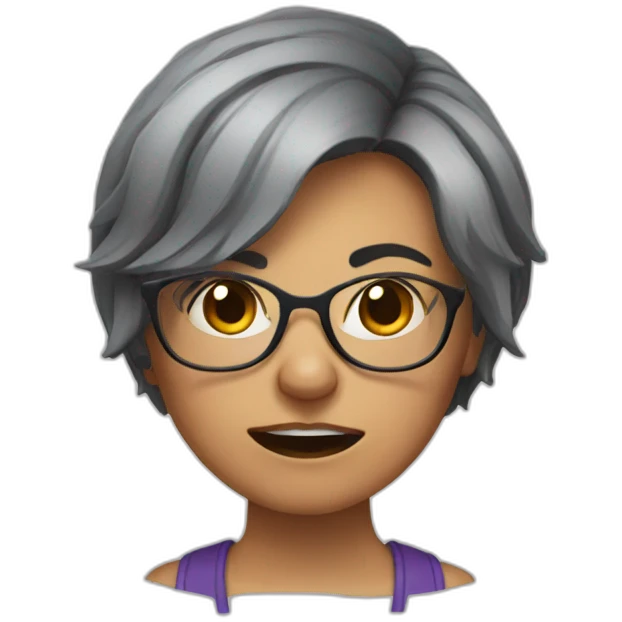 A short haired lesbian with glasses angry and fumes out her ears emoji