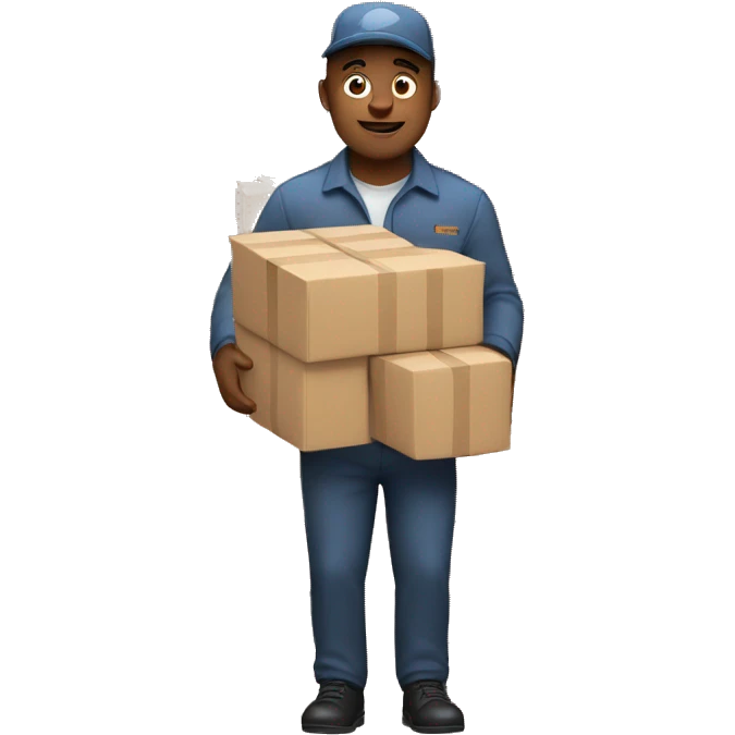 Delivery driver holding too many packages emoji