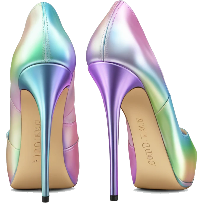 Realistic isolated top view of a pair of pastel  iridescent Jimmy Choo stiletto high heel shoes.  emoji