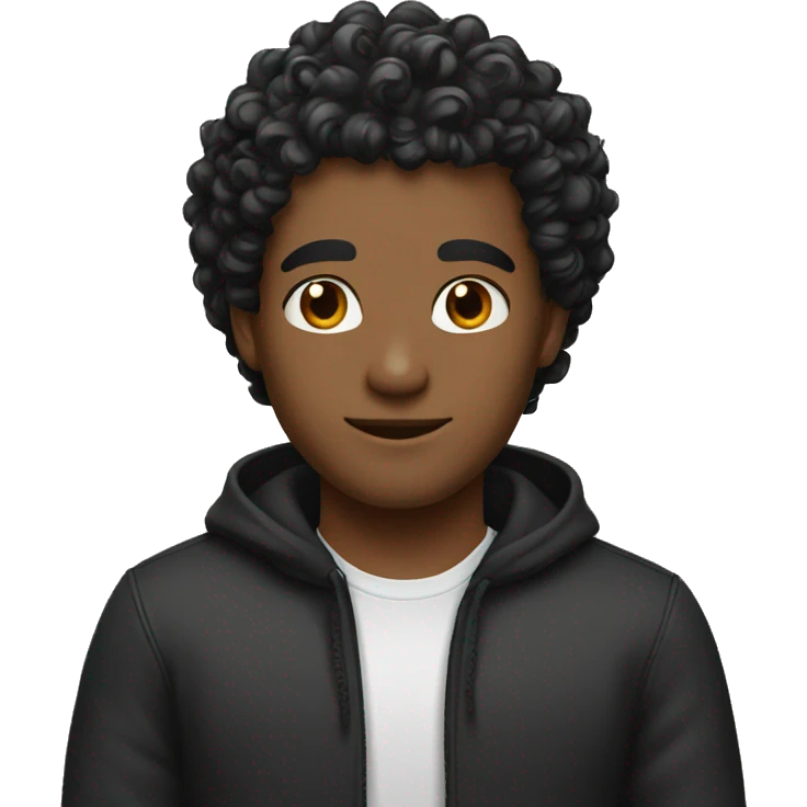 A guy curly hair black emoji