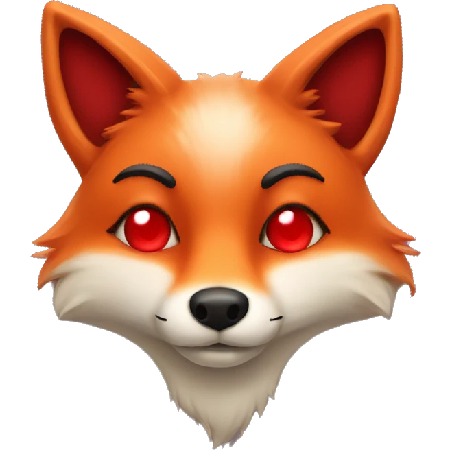 deep lush red fox face with tiny red heart instead of eyes emoji