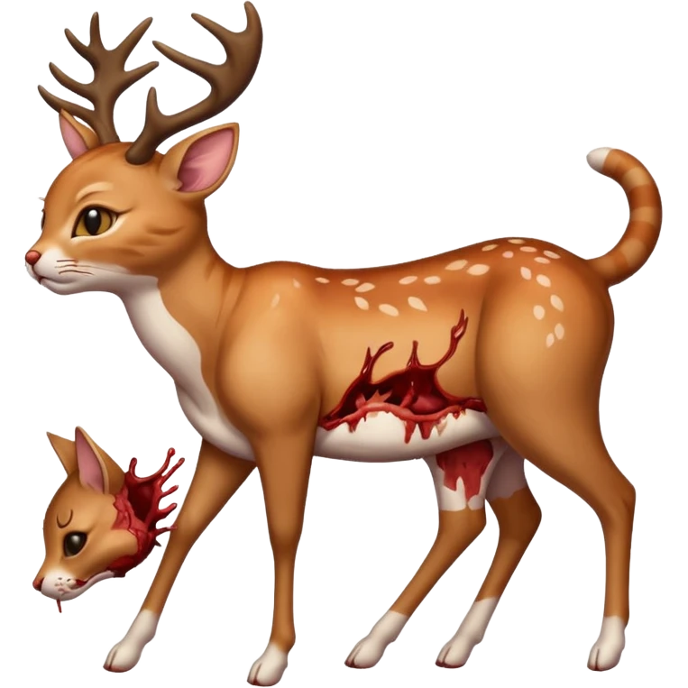 Cat kicking inside deer’s digesting stomach,  emoji
